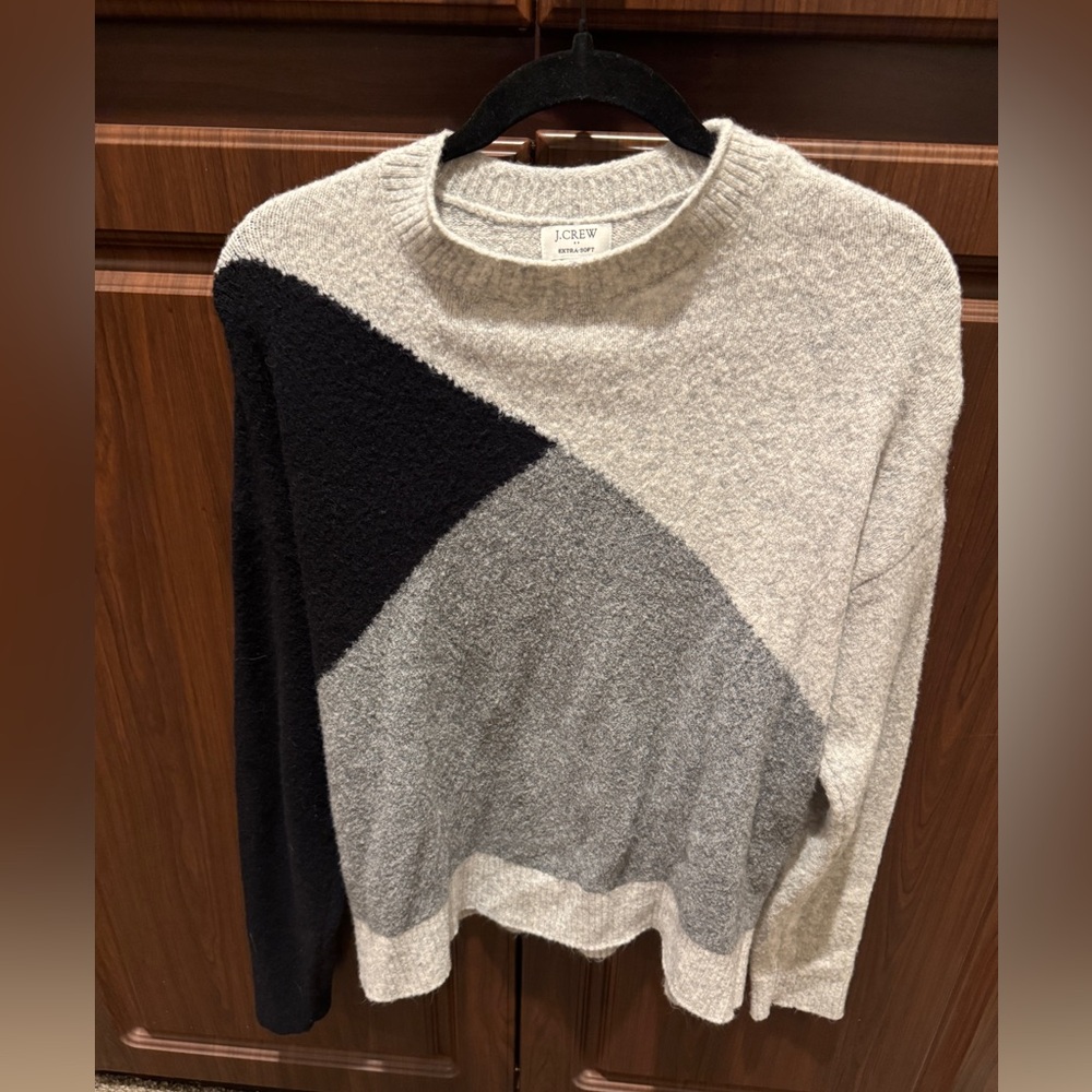 J. Crew Women's Tri-Tone Sweater - Black, Gray, and Cream